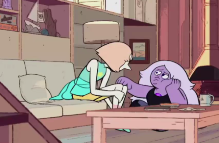 Amethyst comforts Pearl, knowing what it's like to want the power and strength of a fusion when you feel so weak. Amethyst!!!