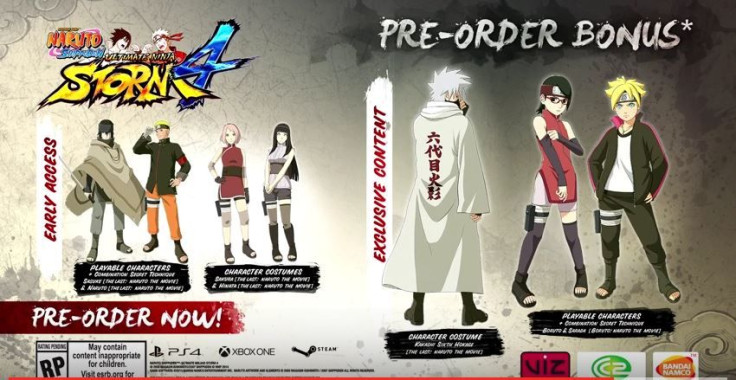 The pre-order deals for Naruto Shippuden Ultimate Ninja Storm 4
