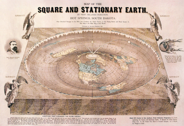 Orlando Ferguson's 1983 map of the flat earth, a centuries old conspiracy theory experiencing a recent resurgence in popularity.