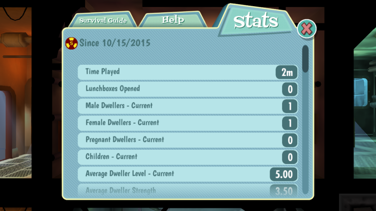A Stats tab is a new part of the Vault Dwellers Survival Guide in Fallout Shelter 1.2 update