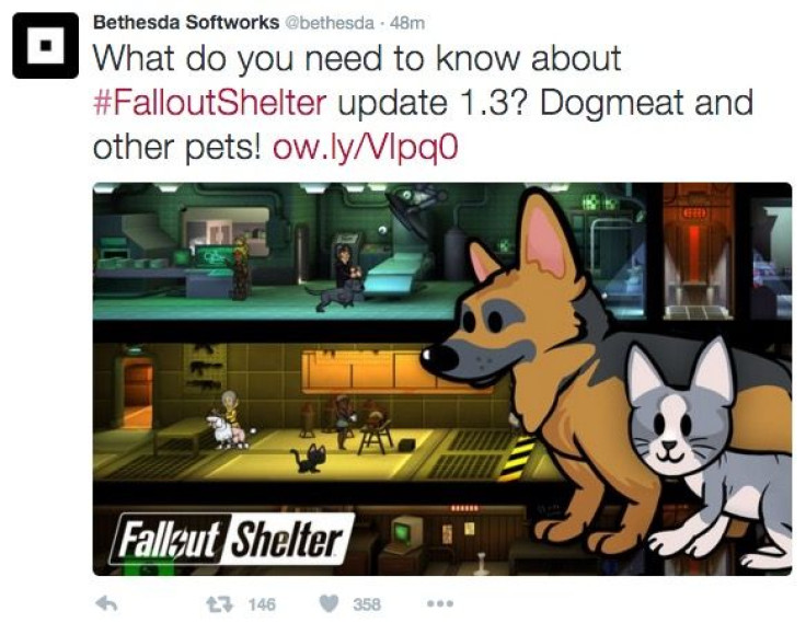 Dogmeat and other new pets have been added to Fallout Shelter's latest 1.3 update