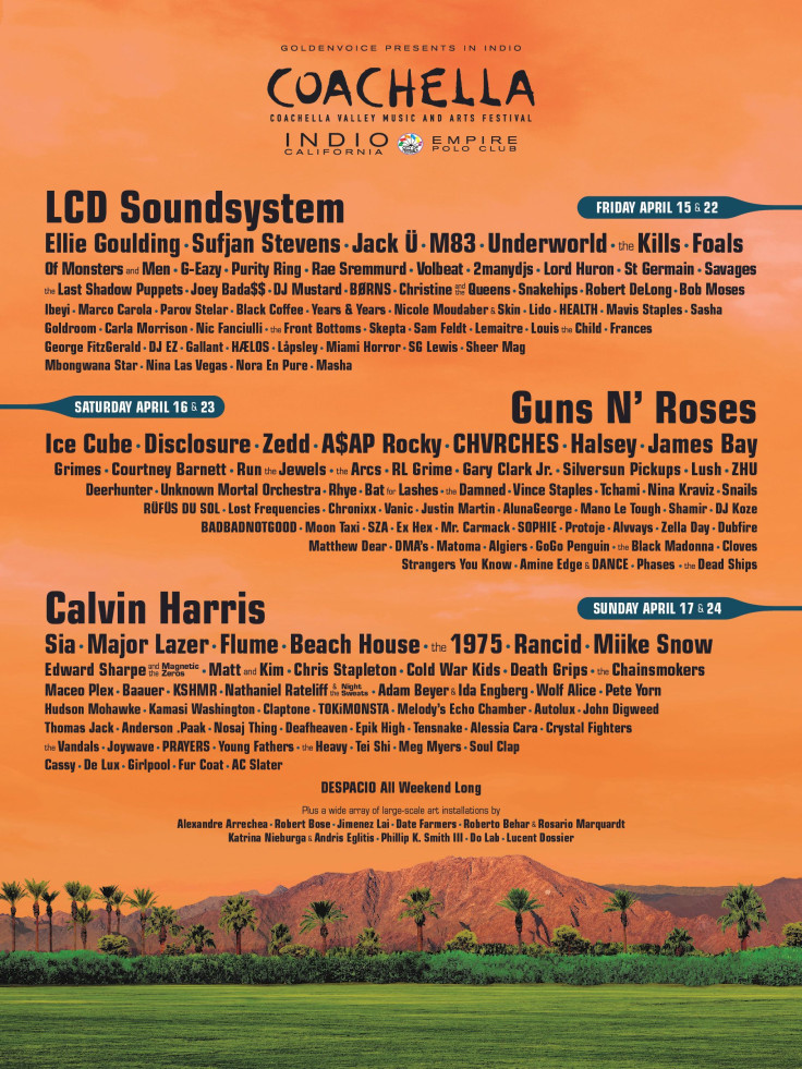 Coachella 2016 Festival Lineup Announced: Guns N’ Roses, Calvin Harris, Ice Cube & LCD Soundsystem Confirmed