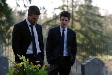 Ollie and Barry looking over the mysterious grave 