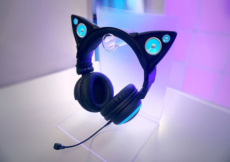 Cat ear headphones in blue.
