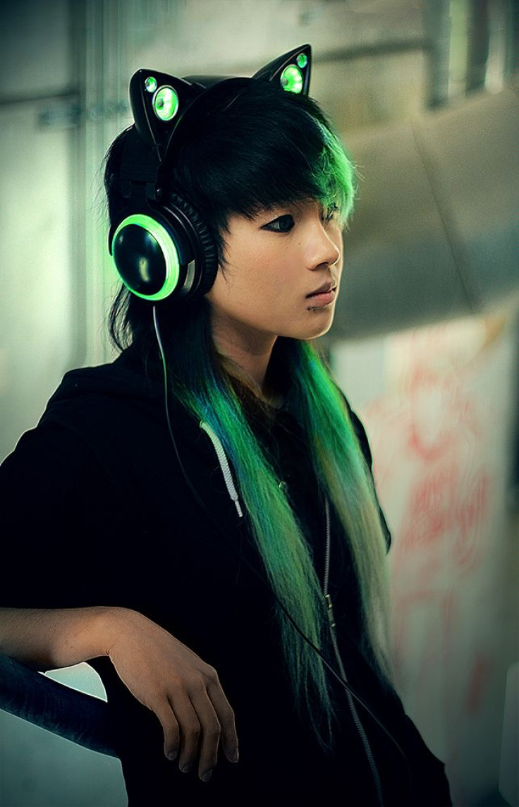 The Axent Wear cat ear headphones in green.