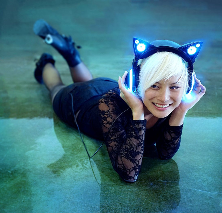 The Axent Wear cat ear headphones manufactured by Brookstone. 