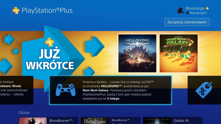 Helldivers and Nom Nom Galaxy featured on the PS+ page for PS4