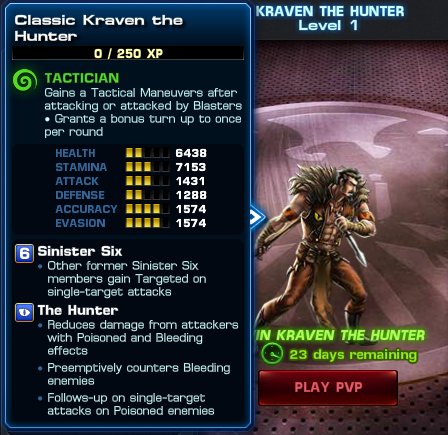 Kraven's passives in Avengers Alliance