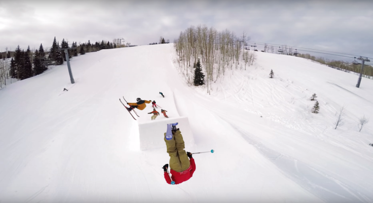The Karma caught Brown as he does a flip in the terrain park at Aspen Snowmass.  