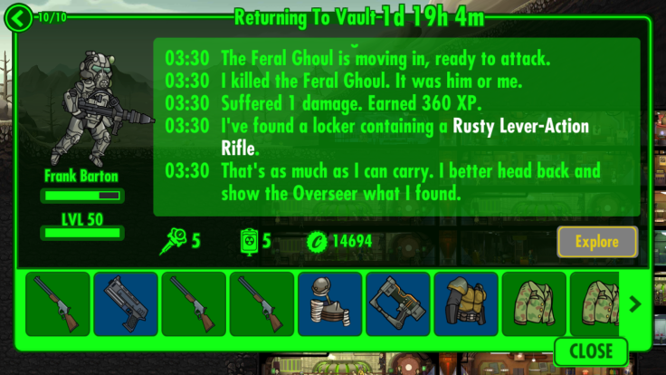A "That's as much as I can carry" bug has struck the Fallout Shelter mobile game causing dwellers to return from the Wasteland early with very little loot. Is Bethesda working on a fix or was the capacity limit intentional?