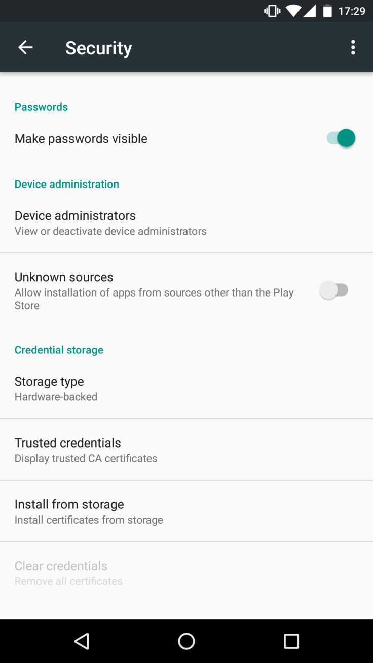 To avoid infections on your device, it's best to toggle off the 'Unknown Sources" button in your security settings.