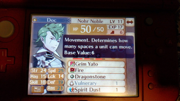 The movement stat on your character page in 'Fire Emblem Fates'