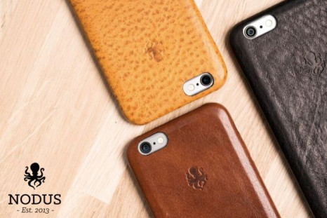 The Nodus Shell iPhone case comes in three colors: yellow, ebony black and chestnut brown