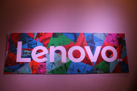 Lenovo sign at the company's press room during Mobile World Congress 2016.