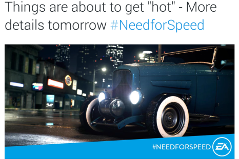 A tweet teases a hot rod will be coming to 'Need for Speed.'