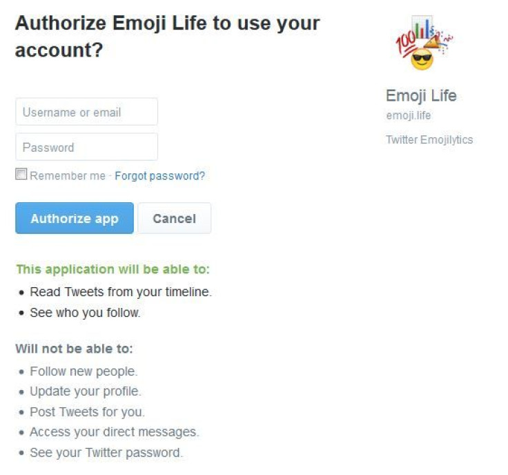 Users connect their Twitter account to the EmojiLife tool to find out more about their emoji use. 