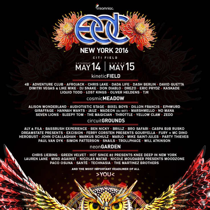 EDC NY 2016 line up by stage