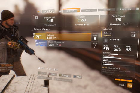 'The Division' gameplay screenshot features the High-End Caduceus rife.