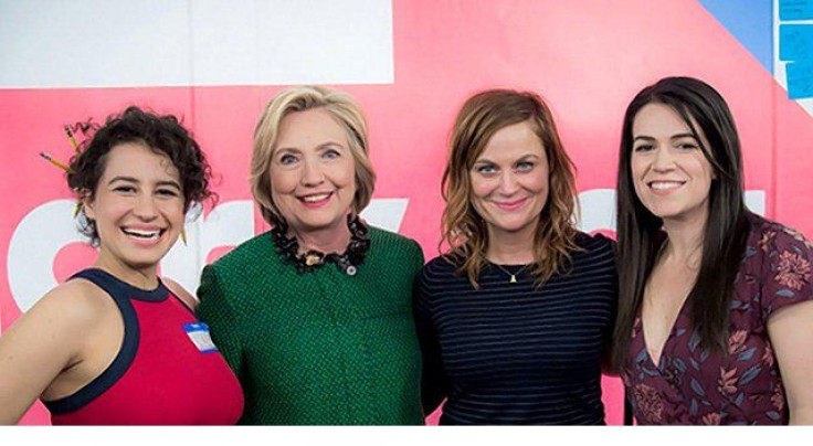 The Broad City stars with Hillary Clinton and Amy Poehler 