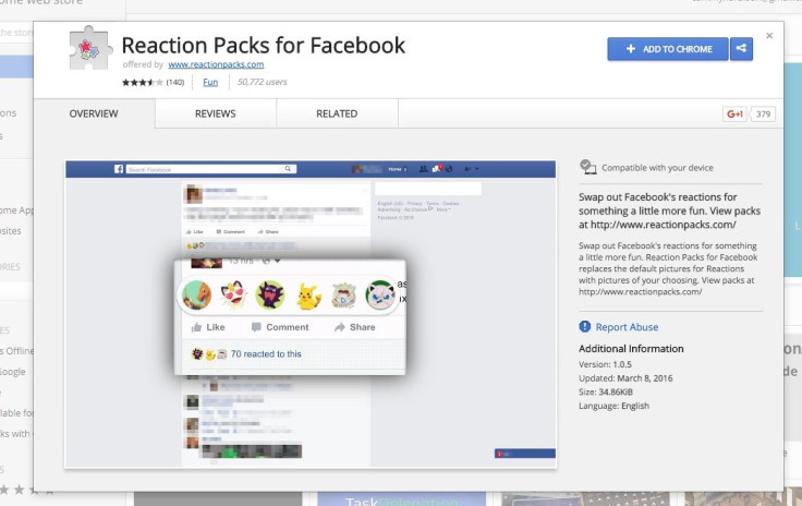 Facebook Reactions Packs are available after installing the Google Chrome or Mozilla Firefox extension.
