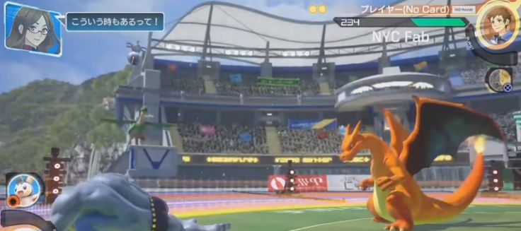 Charizard defeating Machamp in 'Pokken Tournament'