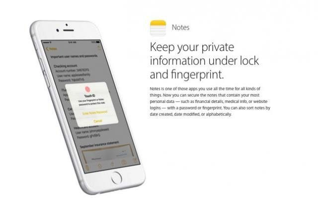 iOS 9.3 will allow users to lock notes in the Notes app with a password or fingerprint to protect sensitive information stored there.