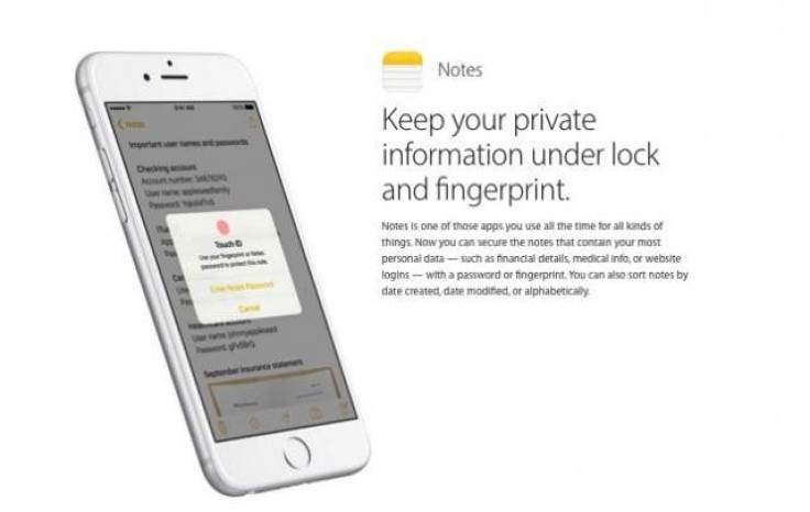 iOS 9.3 will allow users to lock notes in the Notes app with a password or fingerprint to protect sensitive information stored there. 