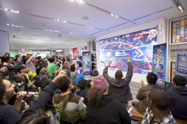 Fans gather at Nintendo NY to watch the Pokkén Tournament Early Access Competition finals on March 17, 2016.