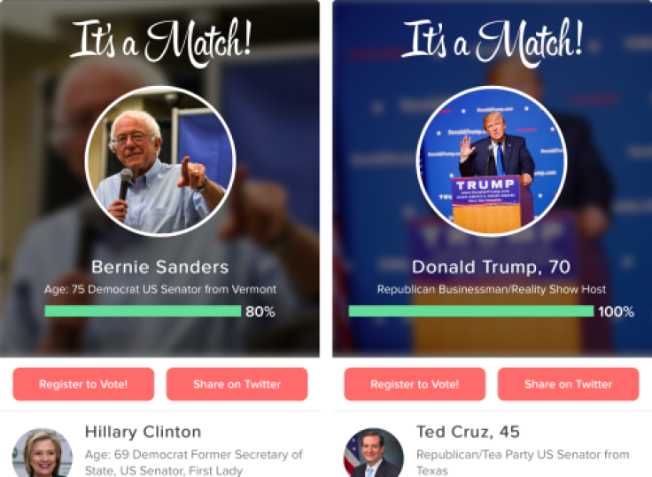 After 10 questions on hot issues, which vary from same-sex marriage to oil drilling, the app will match you with the candidate who best fits your views. 