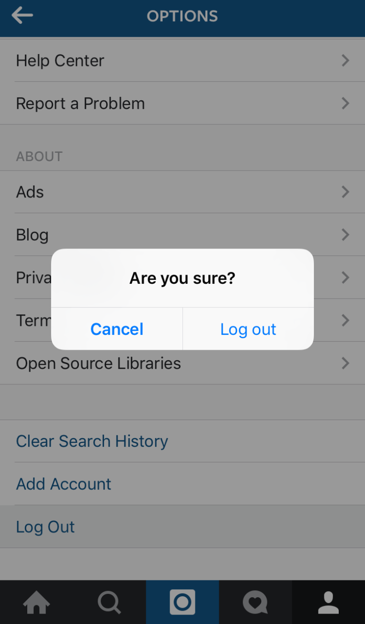 The logout button for the Instagram app completely disappeared after March 29 update