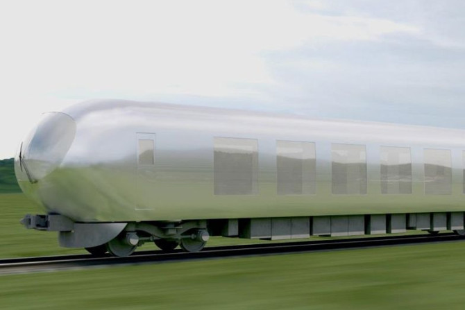 Japan's new commuter train has reflective panels that blend into the environment. 