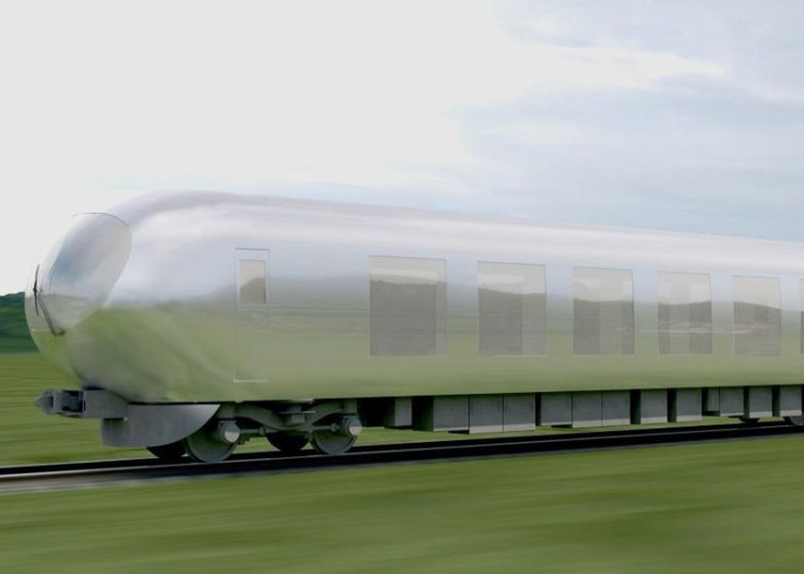 Japan's new commuter train has reflective panels that blend into the environment. 