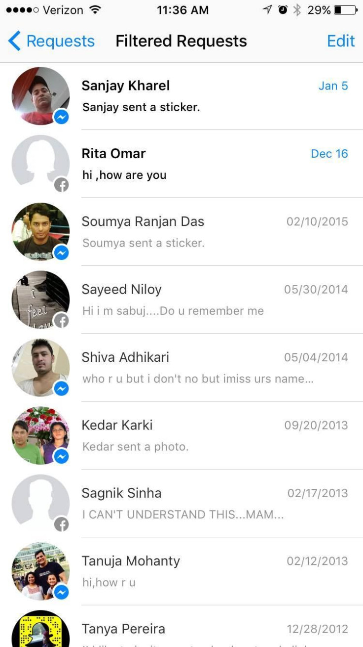 Facebook's filtered messages.