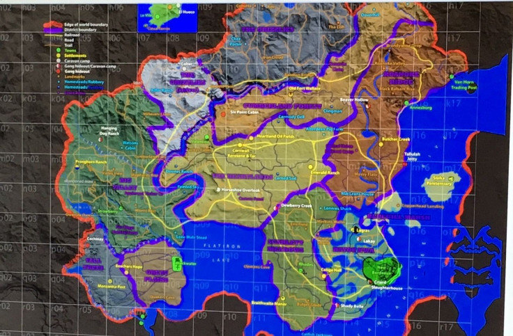 The leaked map for Red Dead Redemption 2, if it's real