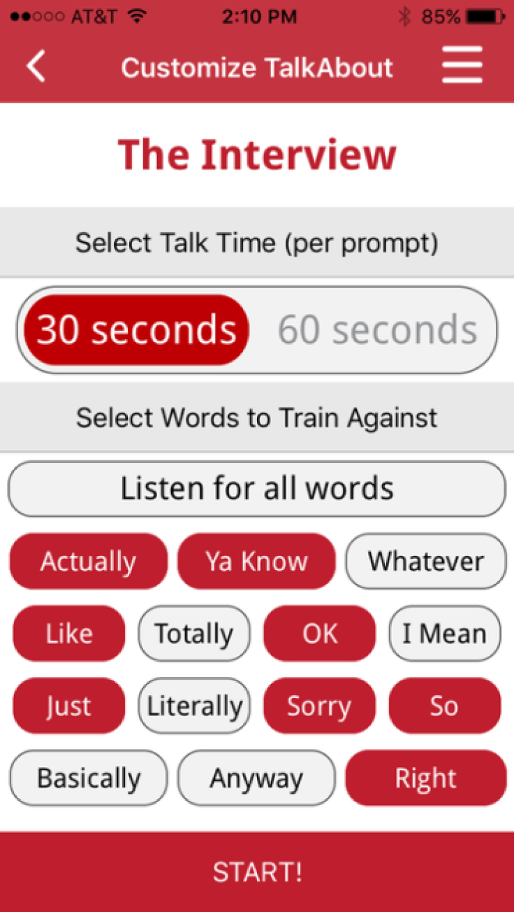 LikeSo lets you pick how you want to check for filler words.