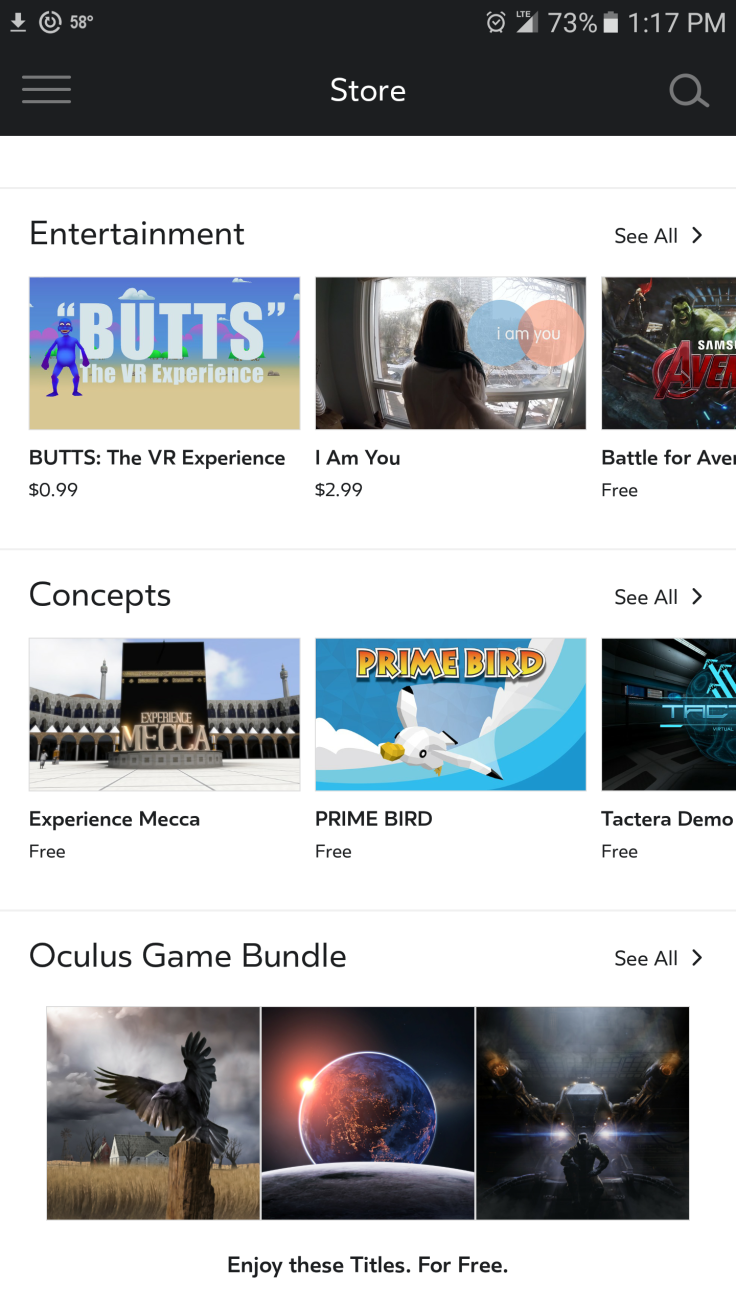 To find your promotional six game bundle from Samsung, scroll to the bottom of the Oculus store and they will be listed there.
