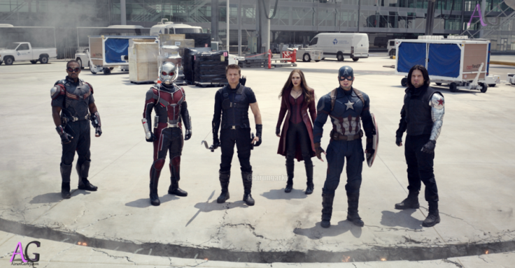 This group shot is one of the only photos showing Ant-Man. 