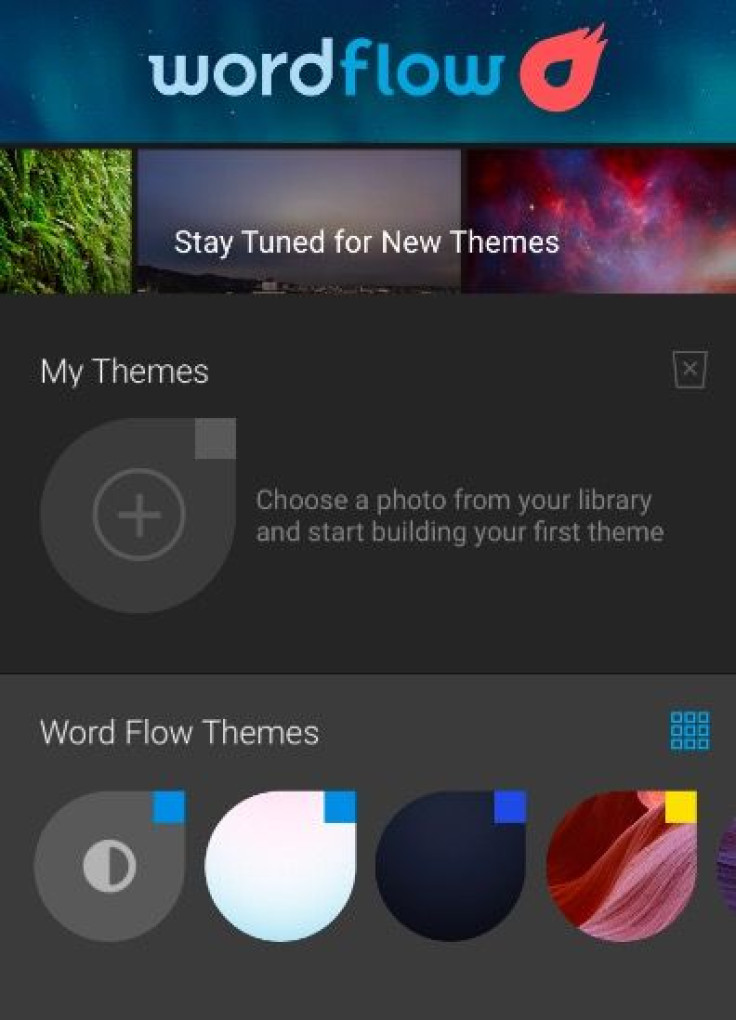 You can choose a theme Word Flow already has available or create your own from a camera roll photo.