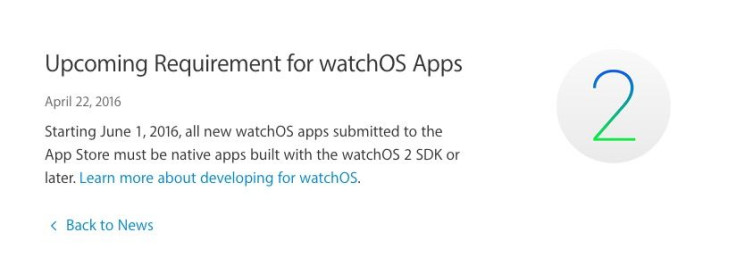 Apple is requiring all new WatchOS apps run natively on the Apple Watch.