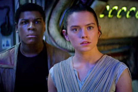 John Boyega (Finn) and Daisy Ridley (Rey) in Star Wars: The Force Awakens