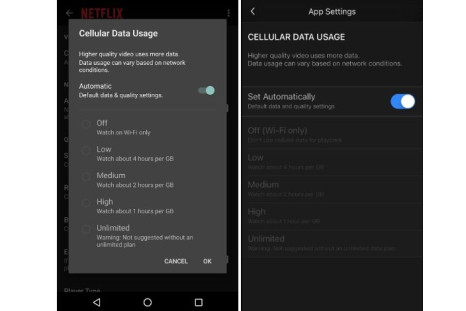 Netflix updates app to allow users different streaming qualities to decrease data usage. 