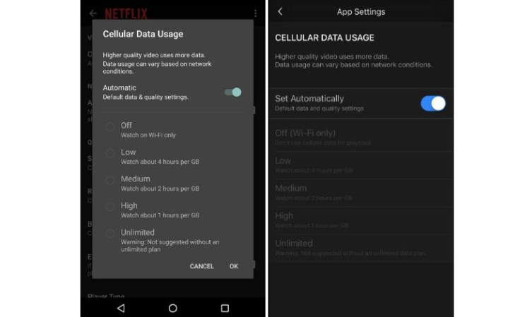 Netflix updates app to allow users different streaming qualities to decrease data usage. 