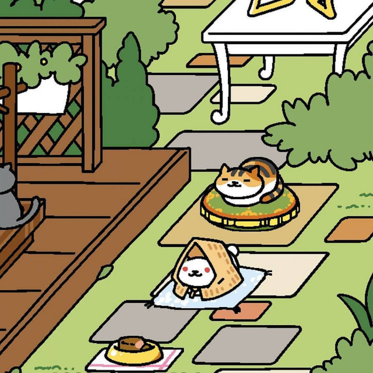 Frosty sighting in the Neko Atsume garden. 