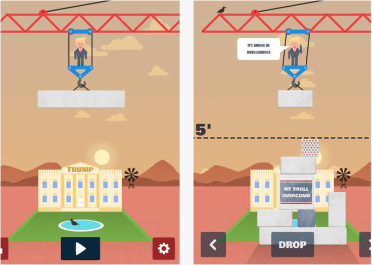Mobile gaming app "Trump's Wall" is a parody game that is slowing gaining popularity. 