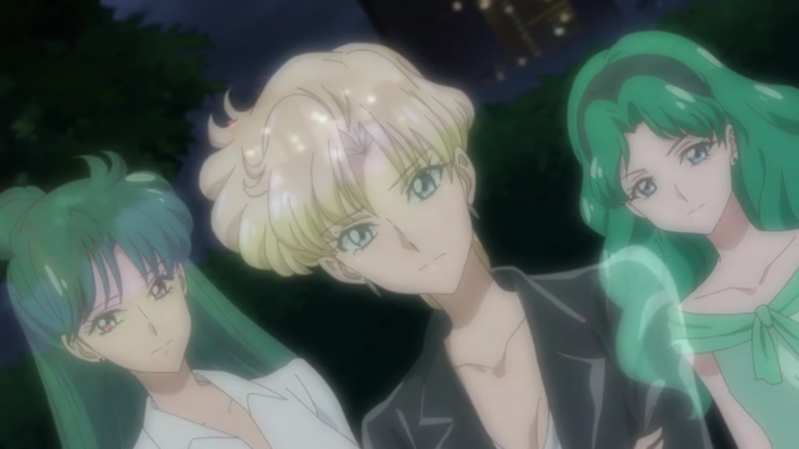 Hotaru imagines Setsuna, Haruka and Michiru.