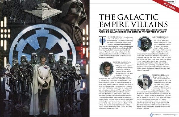 Darth Vader in the 'Star Wars: Rogue One' visual guide