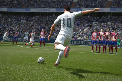 James Rodriguez takes a free kick in FIFA 16
