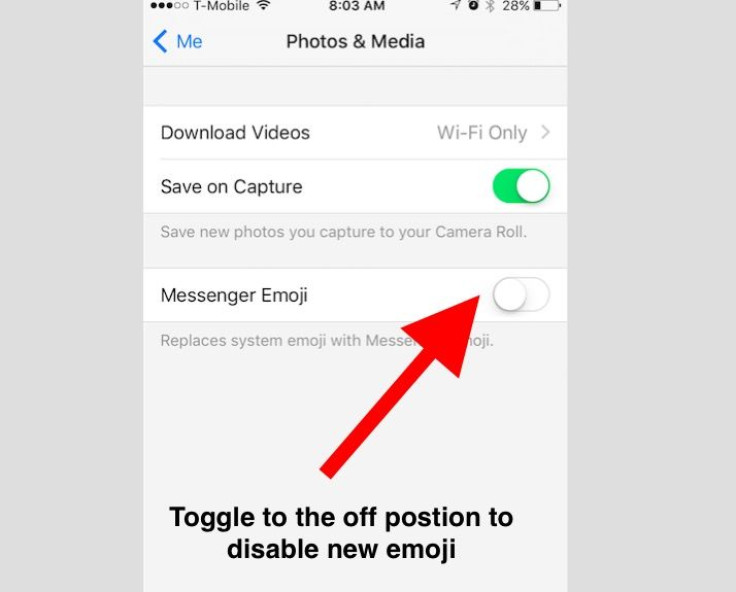Toggle off the Messenger emoji option to return to your device's stock emoji.