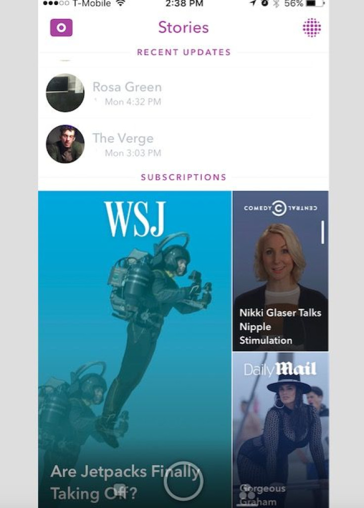 The new subscription feed in Snapchat is found just below your Recent Updates on the Stories screen