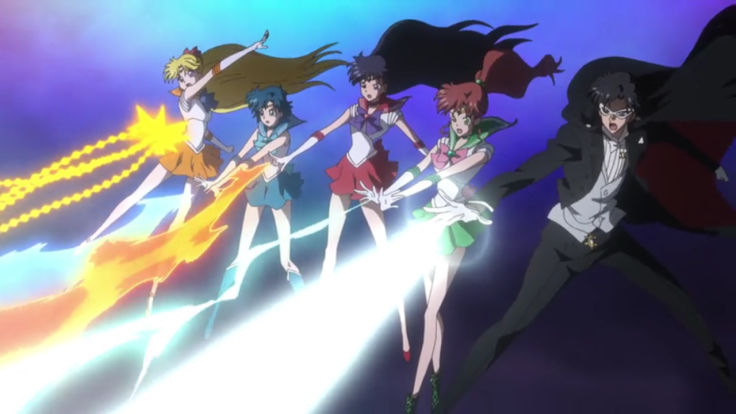 The Inner Senshi and Tuxedo Mask attack